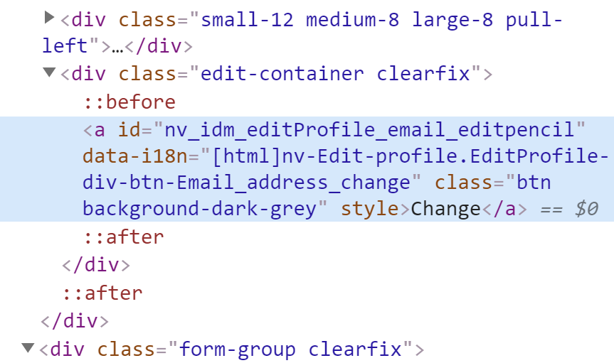 the change button - examined